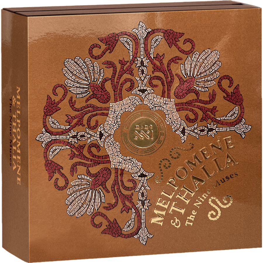 silver coin muses melpomene and talia 2025 2 ounces packaging