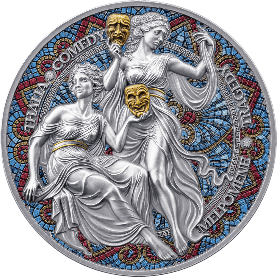 silver coin muses melpomene and talia 2025 2 ounces reverse