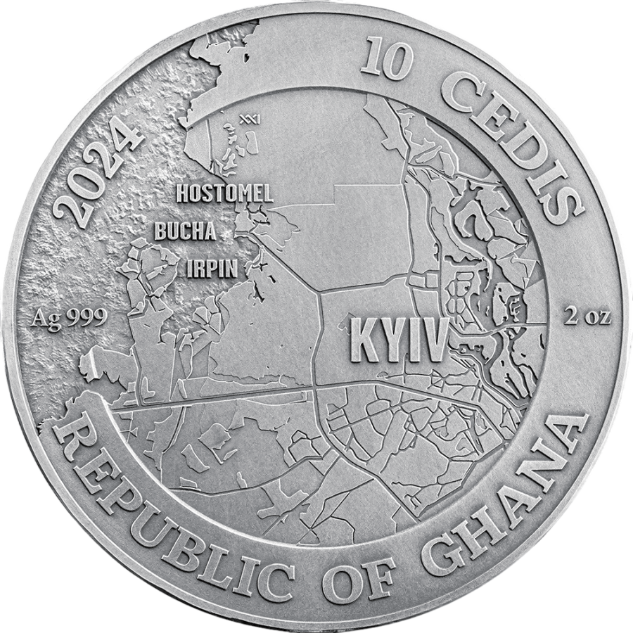 silver coin Ukraine Battle of Kiev 2024 2 ounces obverse