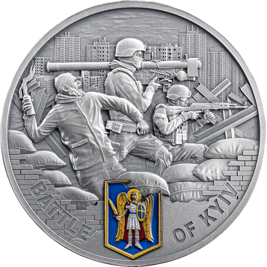 silver coin Ukraine Battle of Kiev 2024 2 ounces reverse