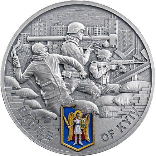 silver coin Ukraine Battle of Kiev 2024 2 ounces reverse