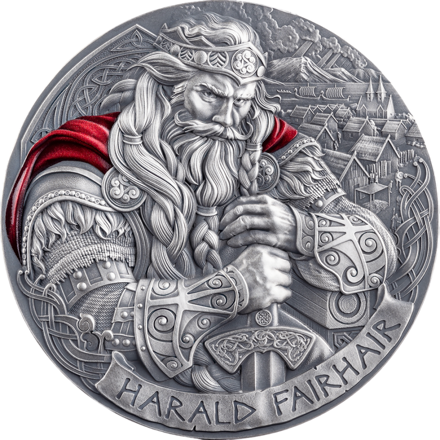 silver coin road to valhalla harald and the fair-haired 2025 2 ounces reverse