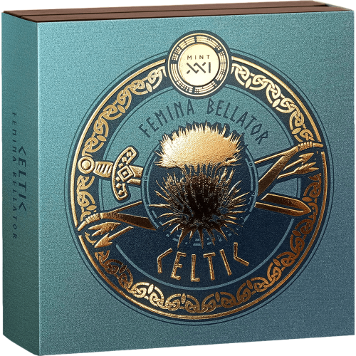 Silver Coin: Femina Bellator – Celtic Warrior – 2025 – 2 Ounces – Packaging