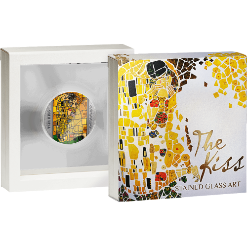 silver-coin-art-stained-glass-kiss-2023-2-ounces-packaging