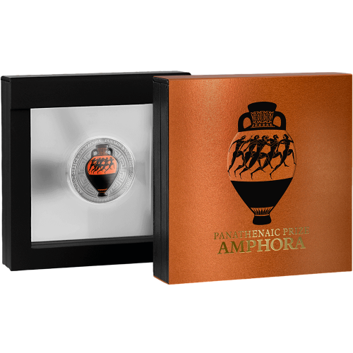 silver coin Panathenaic amphora 2022 2 ounces packaging