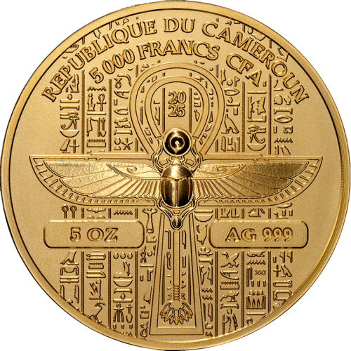 Silver Coin, Gold Size, Isis 2025, 5 Ounces, Obverse