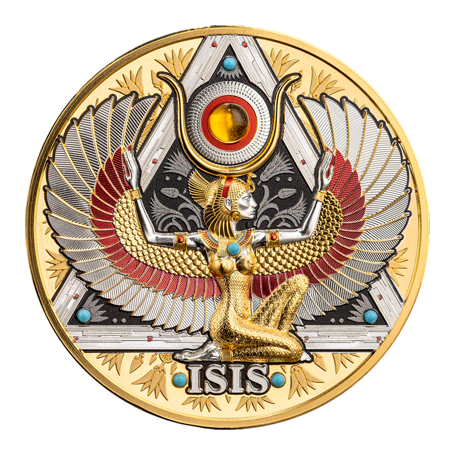 Silver Coin, Gold Size, Isis 2025, 5 Ounces, Reverse