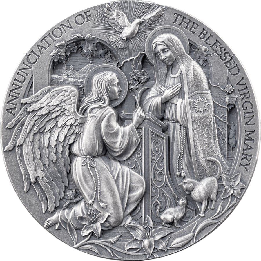 Silver Coin: Biblical Stories – The Annunciation – 2025 – 2 Ounces – Reverse