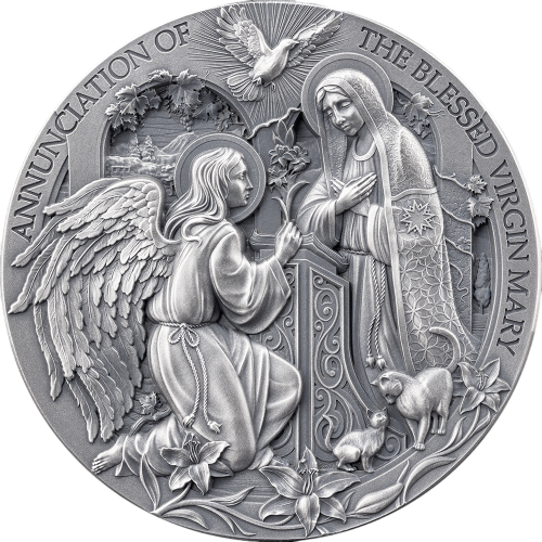 Silver Coin: Biblical Stories – The Annunciation – 2025 – 2 Ounces – Reverse