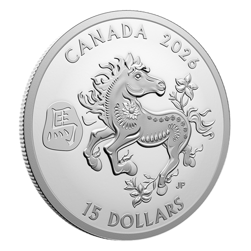 Silver Coin - Canadian Year of the Horse 2026 - 1 Ounce - Proof - Reverse 2