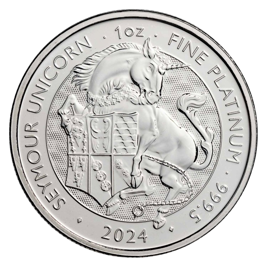 platinum coin beasts of the Tudors unicorn Seymour 1 ounce reverse