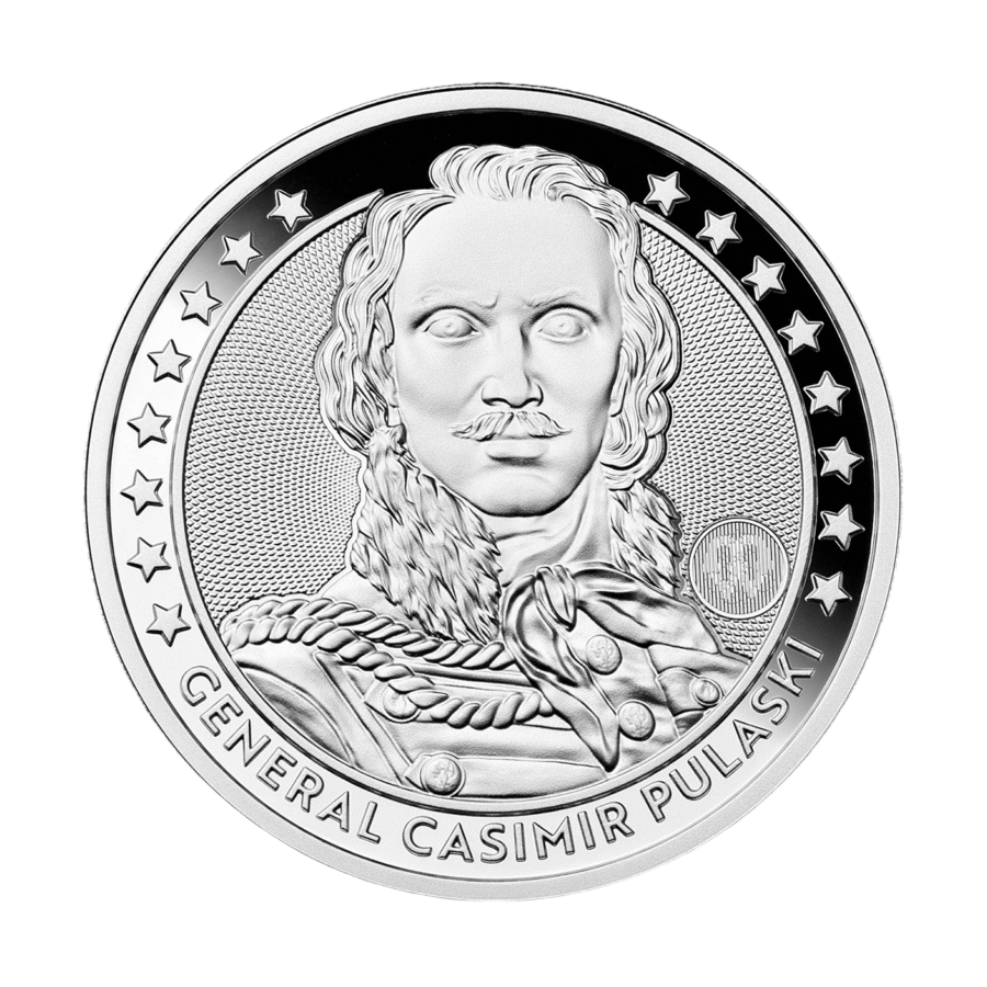 silver coin Kazimierz Pulaski 1 ounce reverse