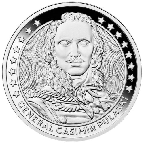 silver coin Kazimierz Pulaski 1 ounce reverse