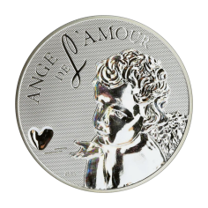 silver coin angel of love 1000 CFA francs reverse