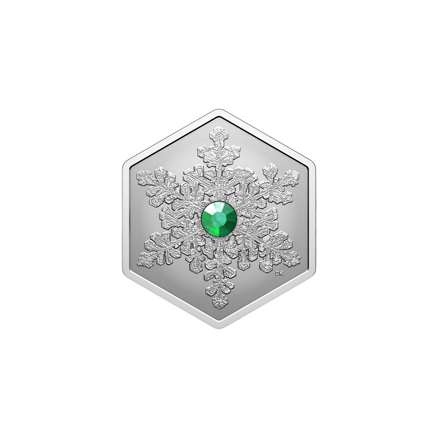 silver coin snowflake with crystal 2025-3