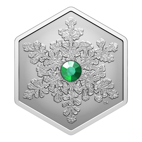 silver coin snowflake with crystal 2025-3