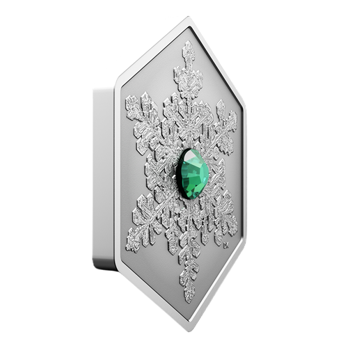 silver coin snowflake with crystal 2025-5