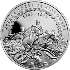 silver coin commemorating the 200th anniversary of the death of Prince Józef Poniatowski, reverse side