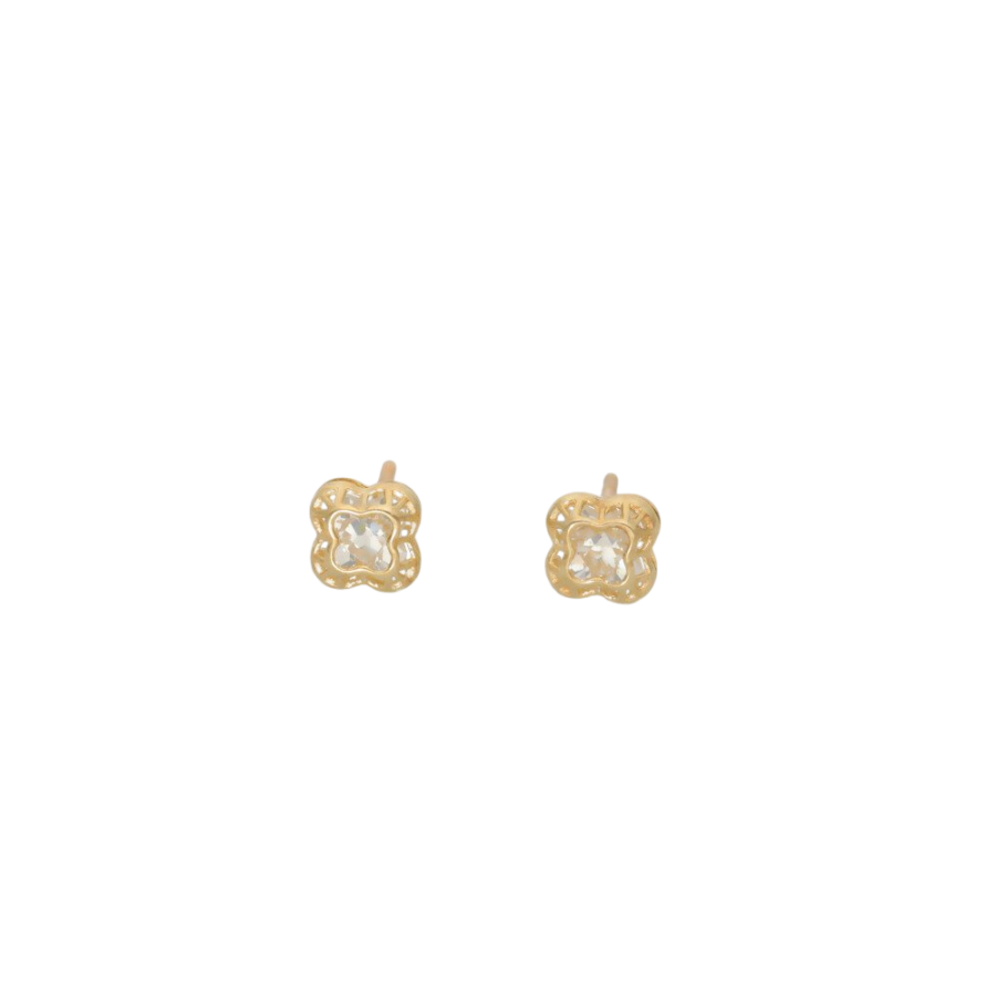 gold earrings with zirconia