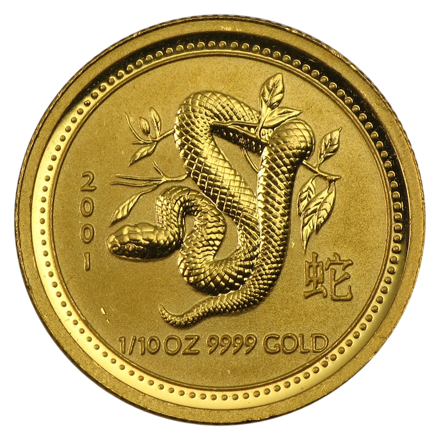 gold coin year of the snake 2001 1.10 ounces 2