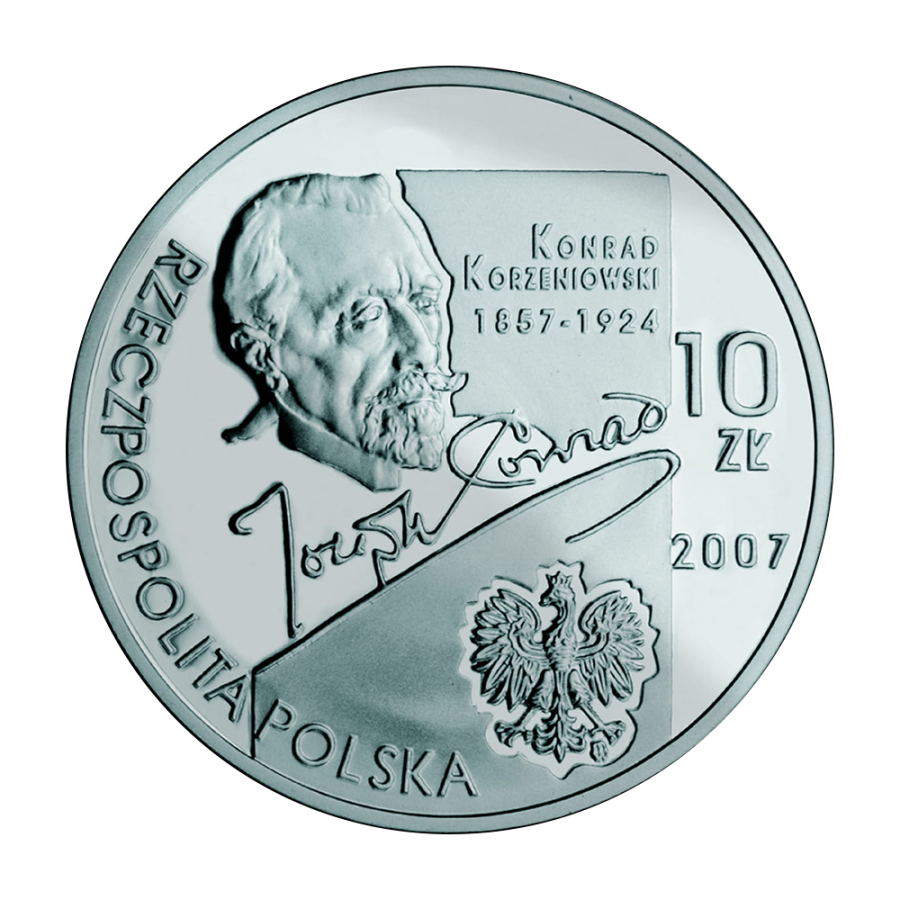 silver coin Konrad Korzeniowski Joseph Conrad obverse
