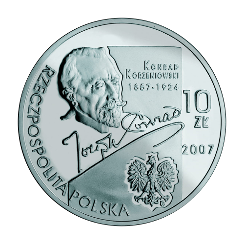 silver coin Konrad Korzeniowski Joseph Conrad obverse