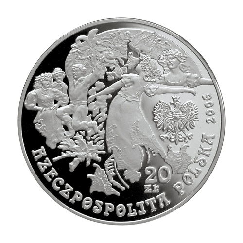 silver coin Polish ritual year Midsummer Night obverse