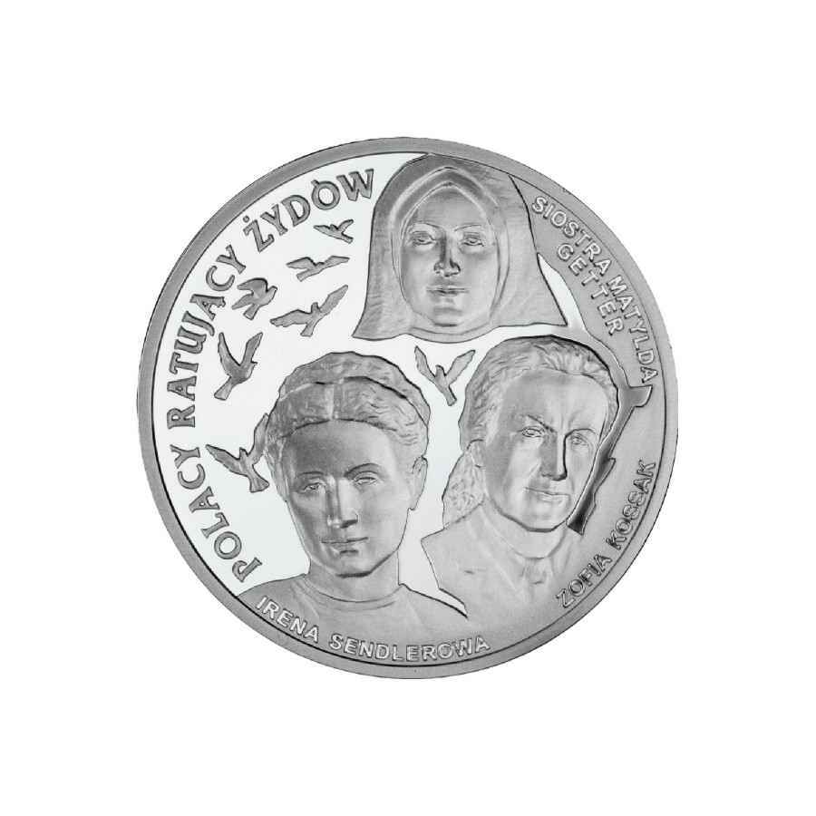 silver coin Poles rescuing Jews Irena Sendler Zofia Kossak Sister Matylda Getter reverse