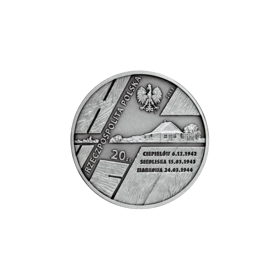 silver coin Poles rescuing Jews the Ulma-Kowalski family Barankow obverse