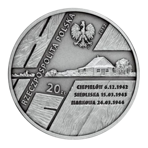 silver coin Poles rescuing Jews the Ulma-Kowalski family Barankow obverse