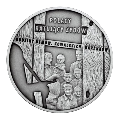 silver coin Poles rescuing Jews the Ulma-Kowalski family Barankow reverse