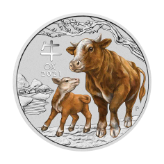 Silver Coin, Colorized, Year of the Ox, 2021, 1 Ounce, 1