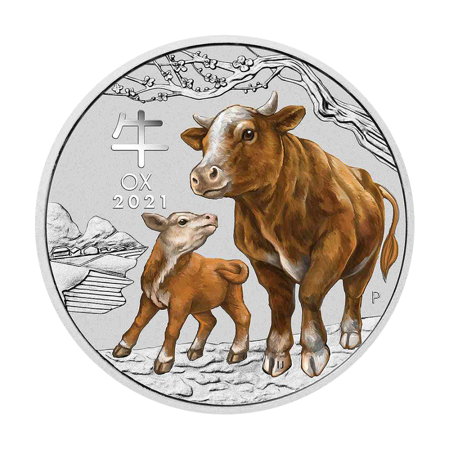 Silver Coin, Colorized, Year of the Ox, 2021, 1 Ounce, 1
