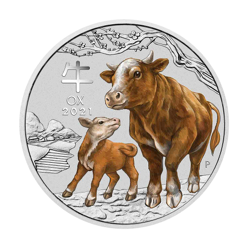 Silver Coin, Colorized, Year of the Ox, 2021, 1 Ounce, 1