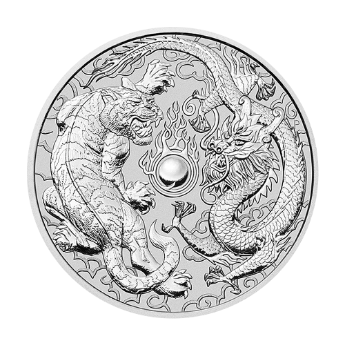 Silver Coin: Chinese Myths and Legends – Dragon and Tiger – 1 Ounce – 2018-2
