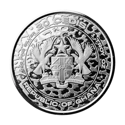 Ghana Silver Coin: African Leopard, 1 Ounce, 1 Ounce, 2