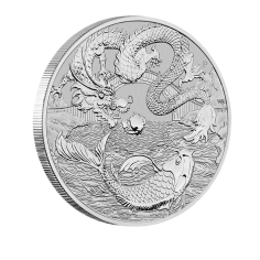 Silver Coin: Chinese Myths and Legends – Dragon and Koi, 1 Ounce, 2023-1