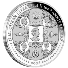 Silver Coin: Queen Elizabeth II, 100th Birthday Anniversary, 1 Ounce, 2026, Proof, 1