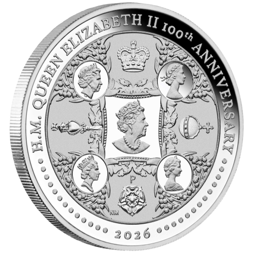 Silver Coin: Queen Elizabeth II, 100th Birthday Anniversary, 1 Ounce, 2026, Proof, 1