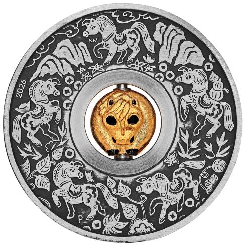 Silver Coin with Rotating Center: Year of the Horse 2026, 3 g