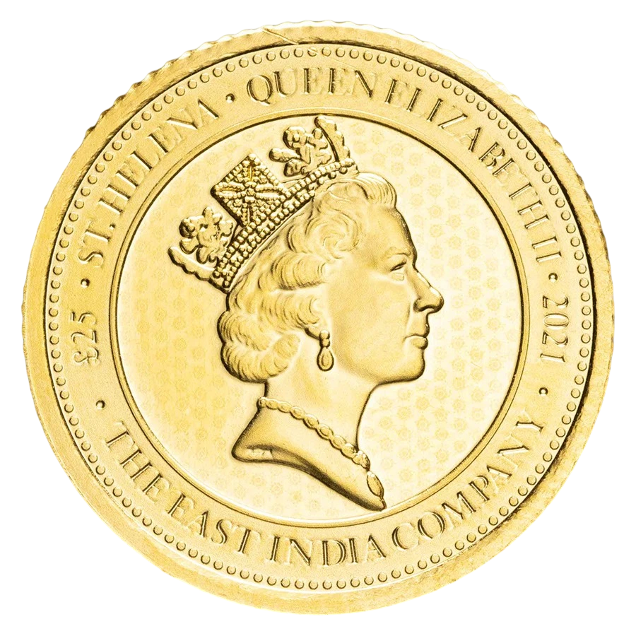 14-ounce gold coin featuring Saint Helena, the Scepter of Guinea