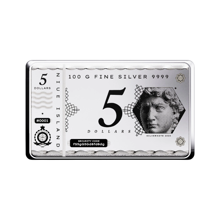 Silver Bar Coin - Note - Coinbar - 100 g of Silver - 1