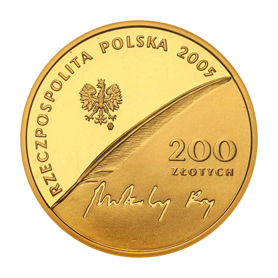 200-zloty-gold-coin-500th-anniversary-of-the-birth-of-Mikołaj-Rej-1505-1569-2005-obverse