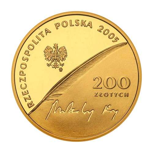 200-zloty-gold-coin-500th-anniversary-of-the-birth-of-Mikołaj-Rej-1505-1569-2005-obverse