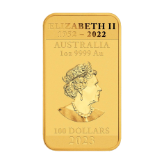 1-ounce rectangular gold coin featuring a dragon – reverse side 2