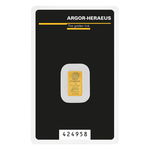 1g gold bar - Argor Heraeus
