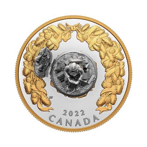 Silver coin, 5 ounces, Christmas gifts, reverse side 2