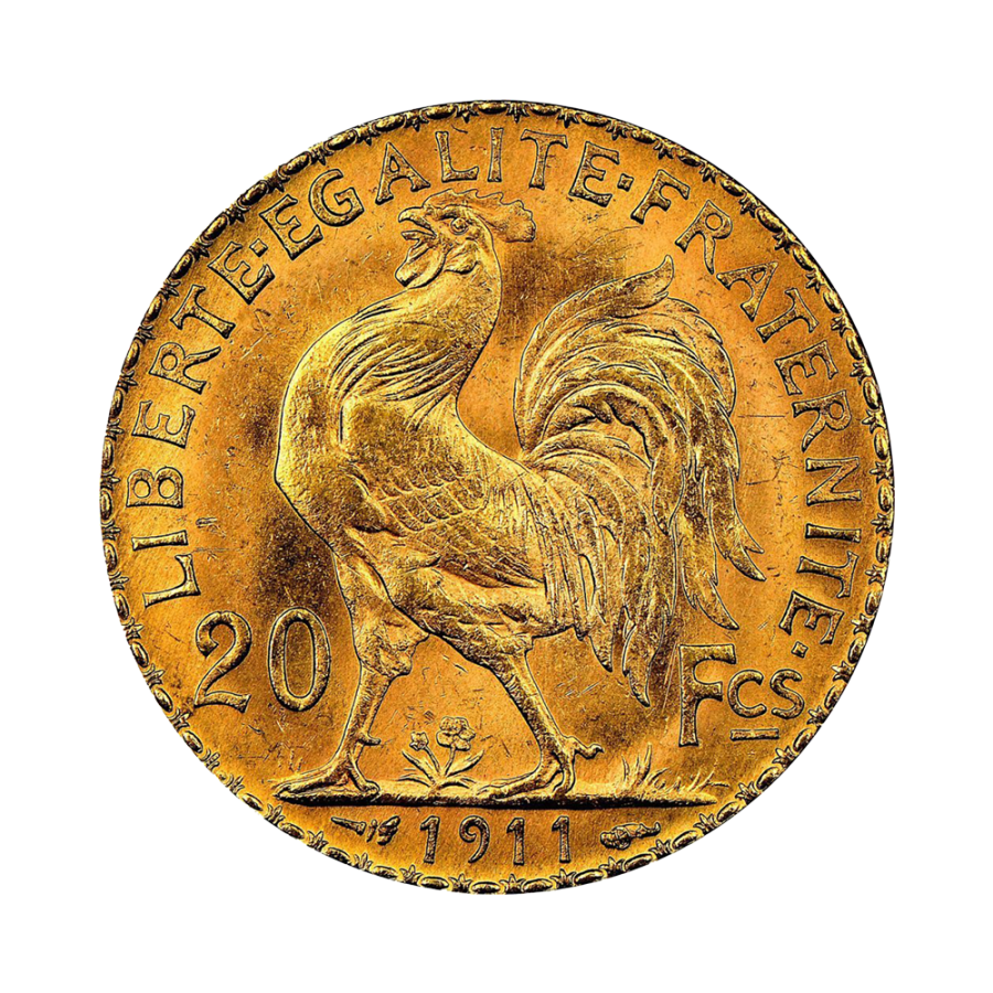 Gold coin, 20 francs, reverse side 1