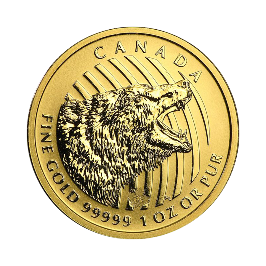 gold coin call of nature grizzly 1 oz obverse