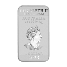 silver coin, rectangular, dragon, 1 ounce of silver, reverse 2
